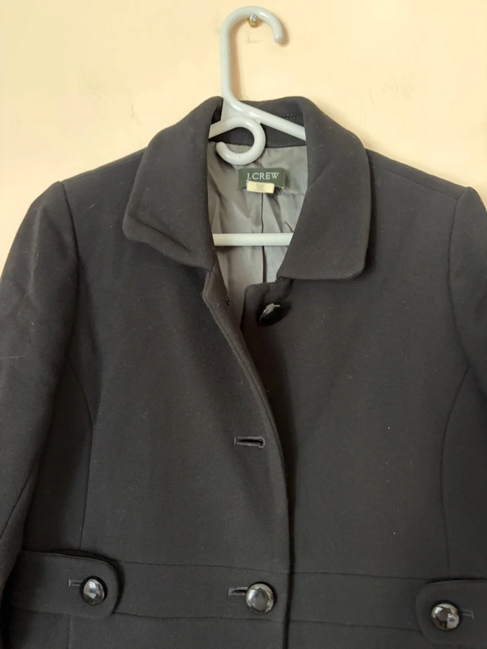 J. Crew Black stadium cloth Wool-Blend Double-Button Pea Coat - Picture 2 of 5